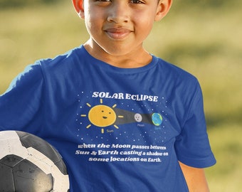 Kids Cute Solar Eclipse Shirt Solar Eclipse Cartoon T Shirt Gift Astronomer Science Stars Astronomy Teacher Geek Graphic Tee Unisex Youth