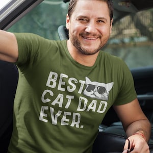 Men&#39;s Funny Dad Shirt Best Cat Dad Ever T Shirt Humor TShirt Father&#39;s Day Gift Kitty Dad Kitten Hipster Graphic Tee Man Unisex