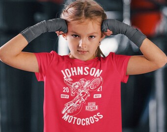 Personalized Kids Motocross Shirt: Custom Dirt Bike Racing Tee