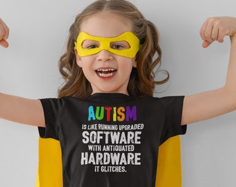 Kids Funny Autism Shirt Software Hardware TShirt Running Outdated Geek Neurodivergent Colorful AuDHD ASD Unisex Youth