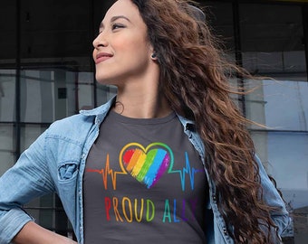 Women's Proud Ally LGBT T Shirt LGBT Support Shirt Friends Heart Shirts Inspirational LGBT Shirts Gay Support Tee