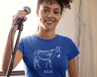 Women's Funny Donkey Shirt Wise Ass Hilarious Joke Play On Words Novelty Gift Saying Joke Graphic Wiseass Tee Ladies For Her