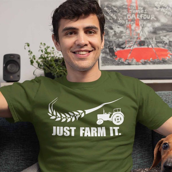 Men's Funny Farm T Shirt Just Farm It Farmer Shirt Farming Shirt Farmer Gift Idea Tractor T-Shirt Wheat