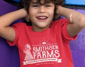 Personalized Kids Farm Shirt: Vintage Rooster Design