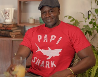 Men's Papi Shark T Shirt Shark Shirts Matching Papi TShirt Father's Day Gift Idea Tee Family Shirts