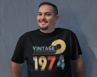 Men's Vintage 1974 Birthday T Shirt 50th Birthday Shirt Fifty Years Gift Grunge Bday Gift Men's Unisex Soft Tee Fiftieth Bday Unisex Man