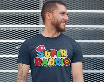 Men's Funny Dad Shirt Super Daddio T Shirt Gamer Dad Shirt Gaming Gift Father's Day Gift Idea Unisex Man Soft Graphic Tee
