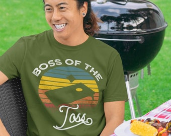 Boss Of The Toss Cornhole T-Shirt: Retro Sunset Graphic Tee