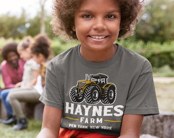 Kids Personalized Farm T Shirt Tractor Farming Shirt Personalized Commercial Farmer Gifts Shirts Custom Farm T Shirt Youth Unisex