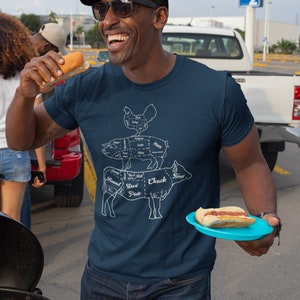 Butcher Cuts T-Shirt: Illustrated Meat Diagram, Chef BBQ Gift bild 1