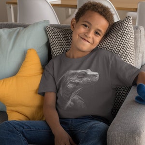 Kids Kimono Dragon Shirt Lizard T Shirt Photorealistic Tee Reptile Illustration Dinosaur Graphic Shirt Gift Idea Unisex Youth