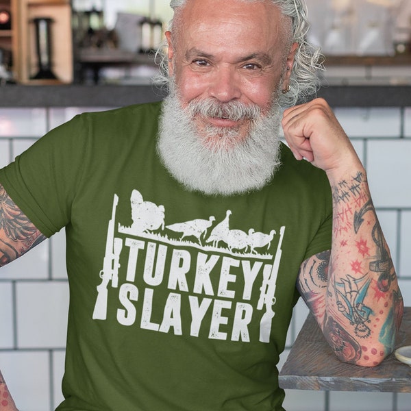 Men's Funny Hunter T Shirt Thanksgiving Shirt Turkey Slayer Shirt Turkey Hunting Tshirt Thanksgiving T-Shirt