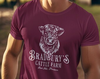 Personalized Highland Cow Farm T-Shirt: Custom Cattle Farmer Gift