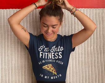 Women's Funny Pizza T Shirt Pizza Shirts Into Fitness Pizza In Mouth Workout Tee Foodie TShirt Pizza Shirts