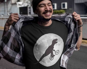 Spreadshirt Dinosaur Biker In Moonlight Men's T-Shirt Spreadshirt Dinosaur Biker In Moonlight Men's T-Shirt