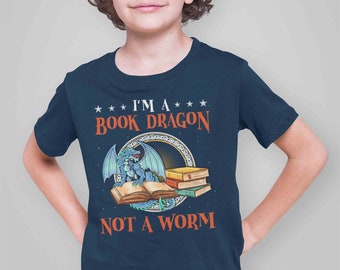 Kids Book Dragon T-Shirt: Funny Geek Reader Shirt