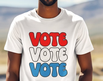 Men's Vote T Shirt Election Shirts Political Poll Worker Vintage Volunteer Get Voter Voting Democracy Tees Unisex Man Gift Idea