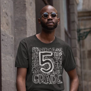 Men&#39;s Fifth Grade Teacher T Shirt 5th Grade Typography T Shirt Cute Back To School Shirt 5th Teacher Gift Shirts