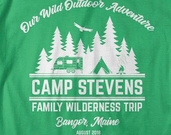 Personalized Camping T-Shirt - Family Camp Trip Outdoor Adventure Tee Shirt Men's Shirts