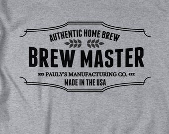 Personalized Brewmaster T-Shirt Premium Home Brewed Beer Shirts Brewing Tee Brew Master
