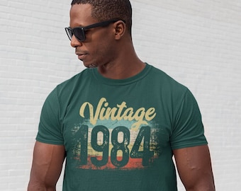 Men's Vintage 1984 Birthday T Shirt Birthday Shirt 40 Years Gift Grunge Bday Gift Men's Unisex Soft Tee Forty Bday Unisex Man