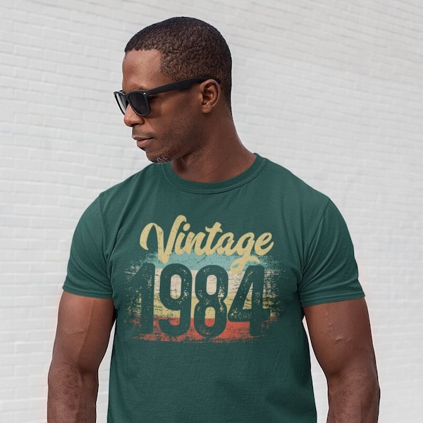 Men's Vintage 1984 Birthday T Shirt Birthday Shirt 40 Years Gift Grunge Bday Gift Men's Unisex Soft Tee Forty Bday Unisex Man