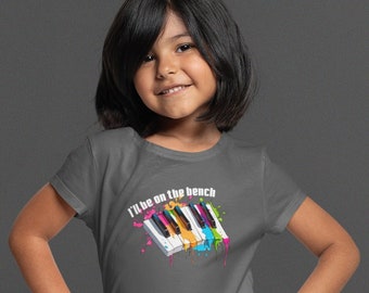 Kids Funny Piano Shirt, I'll Be On The Bench, Piano Player T Shirt, Drip Shirt, Piano Keys, Gift Idea, Unisex Youth Tee