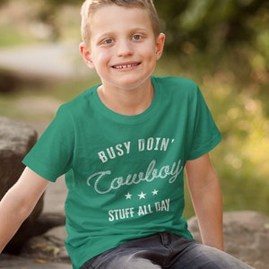 Kids Rodeo T Shirt American Cowboy Shirts Busy Doin Cowboy Stuff All Day Western Graphic Tee Southern Horse Tshirt Boy&#39;s Unisex