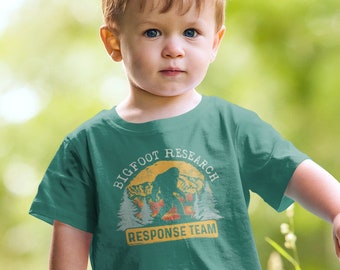 Kids Bigfoot Shirt Research Response Team Graphic Tee Sasquatch Hunt Search Cryptozoology Gift Unisex Youth