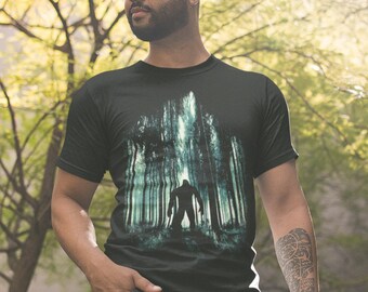 Men's Cool Bigfoot T-Shirt Forest Sasquatch Tee Grunge Hide Seek Hipster