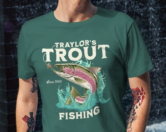 Personalized Fishing Shirt, Trout Fishing T Shirt, Fisherman Gift, Custom T Shirt, Customize Fishing Tee, Angler Tournament, Men's, Unisex,