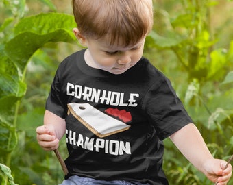 Kids Cornhole T Shirt Cornhole Champion Shirt Corn Hole Toss Game Camp Funny Gift Tee Boy's Girl's TShirt Soft Graphic Tee