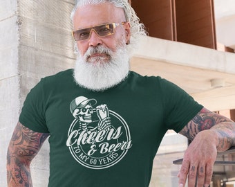 Men's 60th Birthday Crew TShirt 60 Years Skeleton Shirt Cheers & Beers Skull T-Shirt Group Shirts Grunge Matching T Shirts Graphic Tee