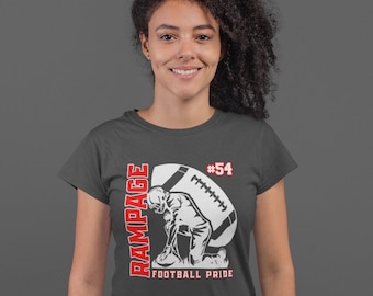 Women's Personalized Football Shirt Custom Football Player Standing Shirts Football Mom Football Name T Shirt Ladies Gift Idea