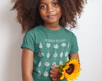Kids Deciduous Leaves T Shirt Tree Identification Fall Foliage Identify Hiking Hiker Gift Arborist Leaf Shirt Graphic Tee Youth