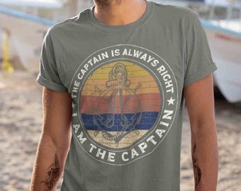 Funny Boating T-Shirt: Captain Always Right, Nautical Anchor Tee