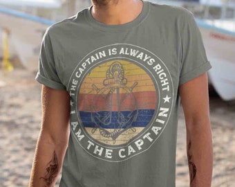 Men's Funny Boating Shirt Captain Is Always Right T Shirt Captain Gift Anchor Nautical Boater Tee Pontoon Unisex Ship Boat Man