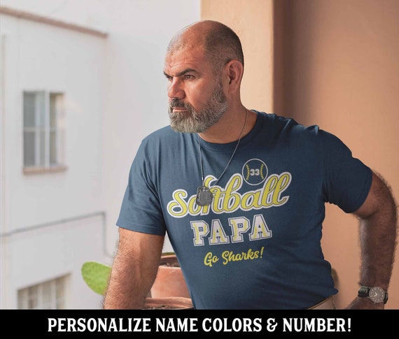 Men's Personalized Softball T Shirt Custom Softball Shirts Softball Dad T Shirt Personalized Softball Papa Shirts