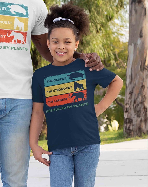 Kids Plant Based Shirt Vegan T Shirt Largest Strongest Oldest Fueled By Plants Vegetarian Gift Idea Boy's Girl's Youth