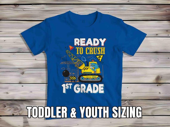 Kids Construction 1st Grade Shirt Back To School TShirt Dino T-Shirt Cute First Grade Cute T Shirt Dinosaur Children's School Youth Gift
