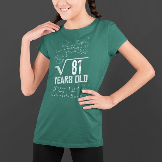 Kids 9th Birthday Shirt Square Root 81 Birthday T-Shirt Gift Idea For 9 Year Old Kid Math Geek Nerd Genius Gift Funny Unisex Youth Tee