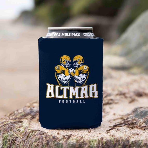 Personalized Football Cozie Custom Football 2 Players 12 Oz. Can Foam Insulator Football Dad Team Pride Custom Men's Gift Idea Can Hugger