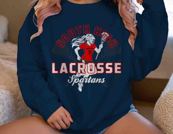 Men's Personalized Lacrosse Sweatshirt Custom LAX Shirts Ladies Girl Dad Player Mom Crewneck Womens LAX Logo Player Unisex Gift Shirt