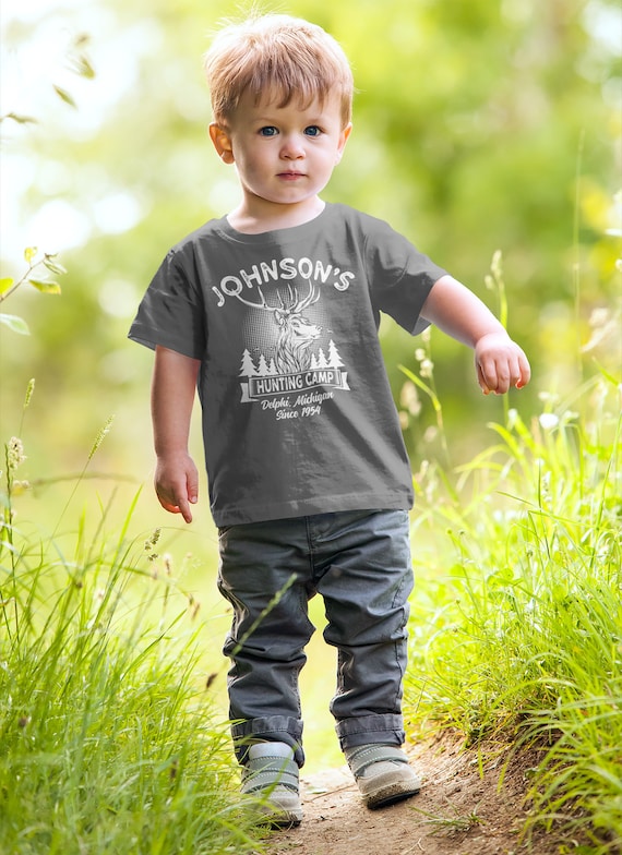 Kids Personalized Hunting T Shirt Deer Hunter Cabin Shirts Custom Camp Shirt Camping T Shirts Boys Girls Youth