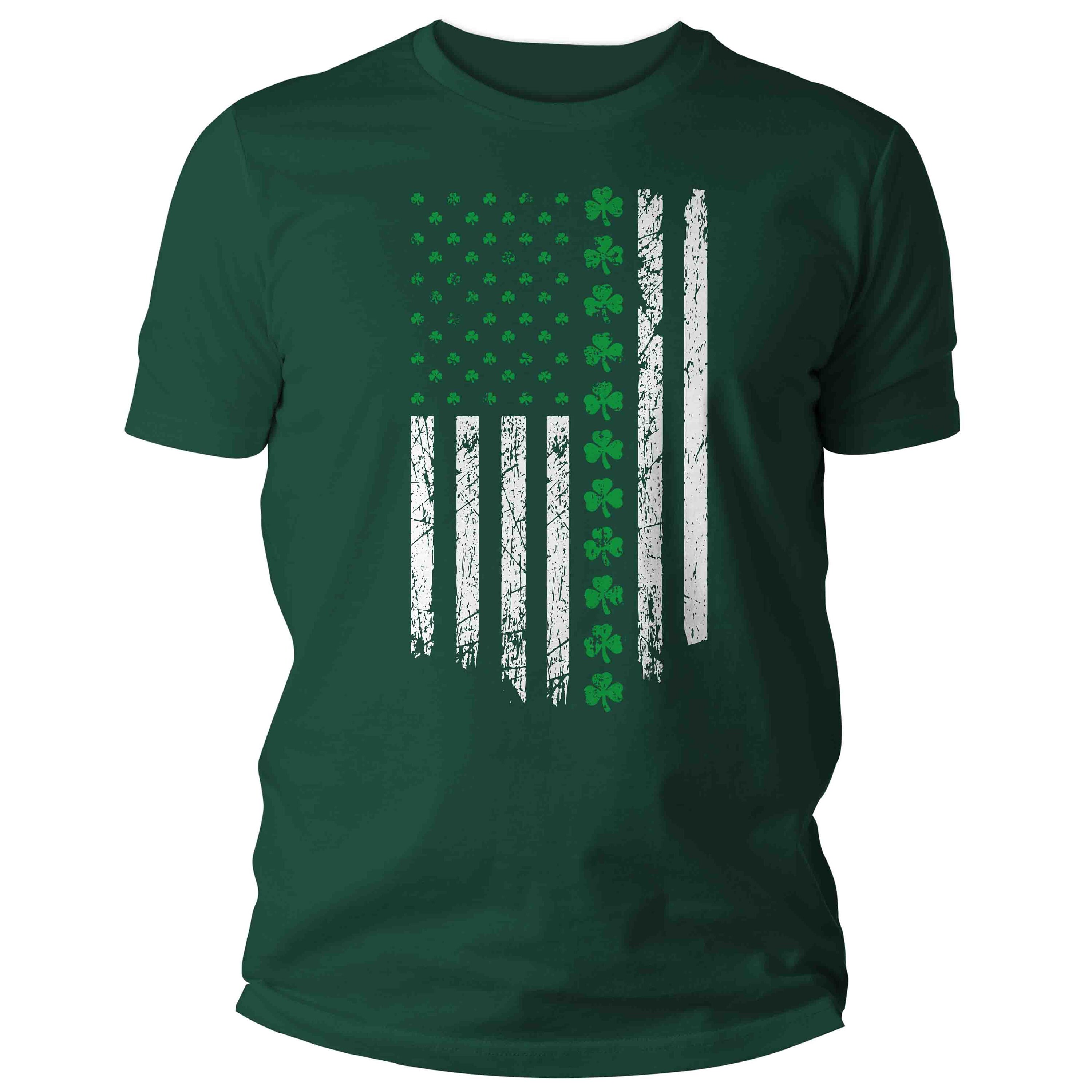 Men's Ireland T Shirt U.S. Flag Shirt St Patrick's Day Flag Shirt St Patty's Day American Flag Shirt St Pat Clover Tshirt