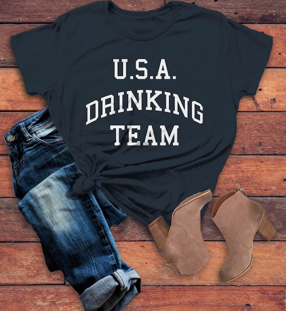 Women's U.S.A. Drinking Team T-Shirt 4th July Shirts By Sarah Tee