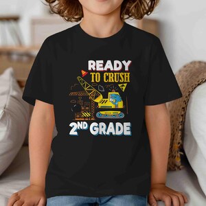 Kids Construction 2nd Grade Shirt Back To School TShirt Dino T-Shirt Cute Second Grade Cute T Shirt Dinosaur School Youth Unisex Tee Gift