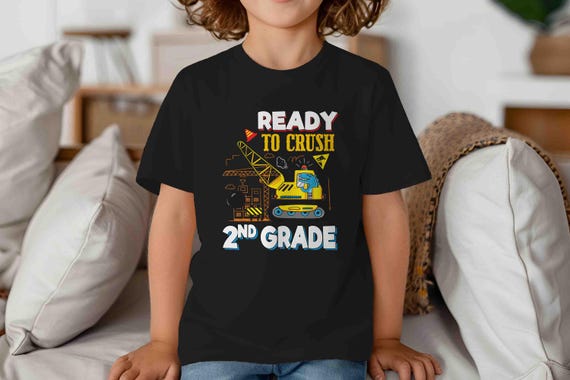 Kids Construction 2nd Grade Shirt Back To School TShirt Dino T-Shirt Cute Second Grade Cute T Shirt Dinosaur School Youth Unisex Tee Gift