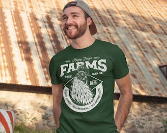 Personalized Farm T-Shirt: Vintage Rooster Design, Farmer Gift