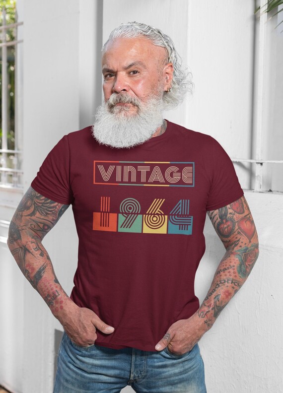 Men's Vintage 1964 Birthday T Shirt 60th Birthday Shirt Sixty Years Gift Vintage Squares Line Art 60 Bday Gift  Unisex Man Gift Idea